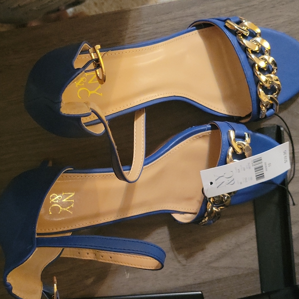 New York &Company blue open toe heels
